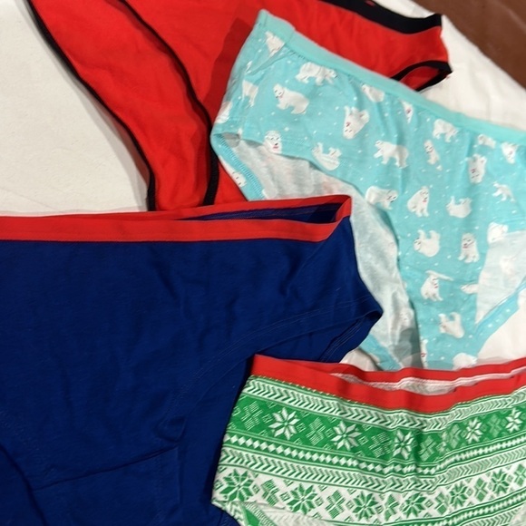 🆕 NEW! 4 pair holiday cotton hipster panties Sz L 8-10 - Picture 4 of 10